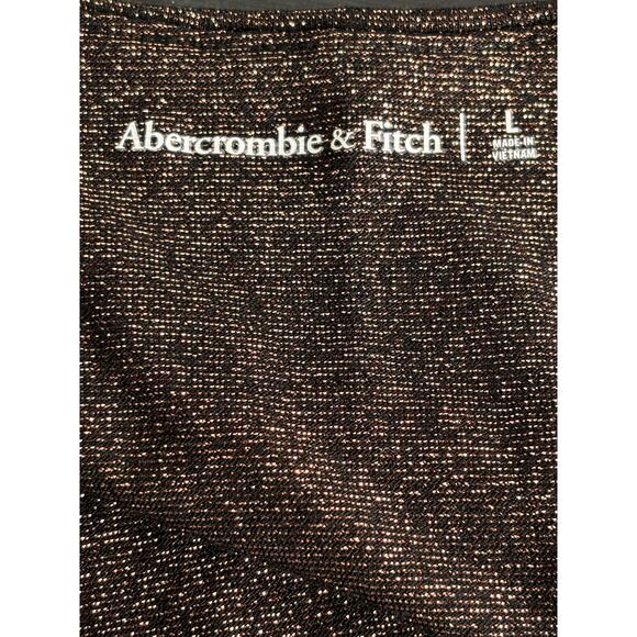 Abercrombie & Fitch NWT Long Sleeve V Neck Sparkle Copper Shimmer Bodysuit Top L - Picture 4 of 6